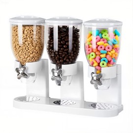 Petyoung Triple Food Storage Dispenser, 6L Capacity Cereal Container, Plastic Dry Food Dispenser for Candy Nuts Grains Granola Snack