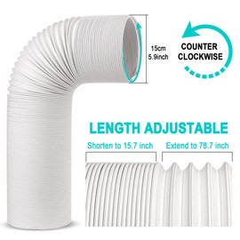 Jin&Bao Jin&Bao Air Conditioner Vent Hose, Portable Exhaust Duct with 5.9' (6') Diameter, Counterclockwise Rotation, Length up to 78 Inches, Universal Replacement AC Hoses