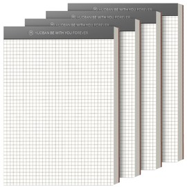 UNIANE Notizblock A5 Kariert Notizblöcke, 4 Stück Schreibblock Kariert A5, 70 Blatt(140 pro Block), 80 g/m² Premium-Papier, Schreibblock, Notizzettel Abreißbar für Büro, Haushalt, Schule, Uni