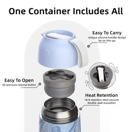 ChugJug 2 Pack Thermo for Hot Food for Adults Kids | Wide Mouth, Vacuum Insulated Food Jar with Spoon, Leakproof Soup Thermo for School Office Travel, Thermal Lunch Container (26 oz,18 oz) （Blue