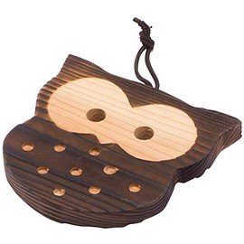 Yamashita Kogei 40240 Pot Trivet, Brown, W 5.9 x D 5.5 inches (15 x 14 cm), Made in Japan, Grilled Cedar, Owl