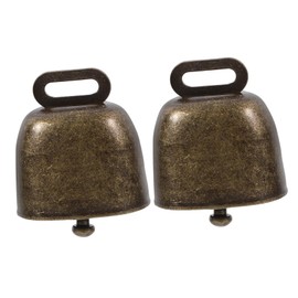 Kisangel 2Pcs Cowbells Noisemaker with Handle Square Shape Bronze Bells for Outdoor Sports Events Weddings Birthday Parties Durable Handheld Cheering Bells
