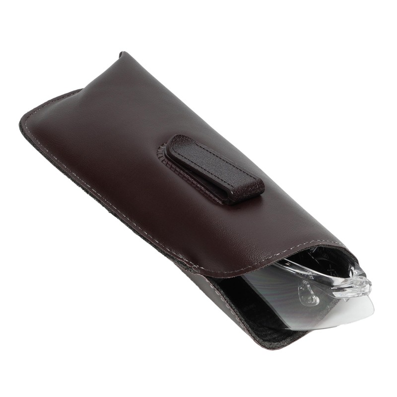 Large Soft Syn.Leather Slip-in Case w/Clip Safety Eyewear Brown 7.25"