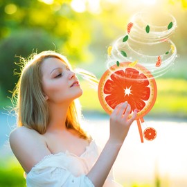 Vertintong 16 Pcs Round Foldable Hand Fan with 16 Pcs Incense Chips Summer Fruit Collapsible Cooling Fan Hanging with Fruit Air Freshener for Travel Summer Events Camping Outdoor Games Party Favors