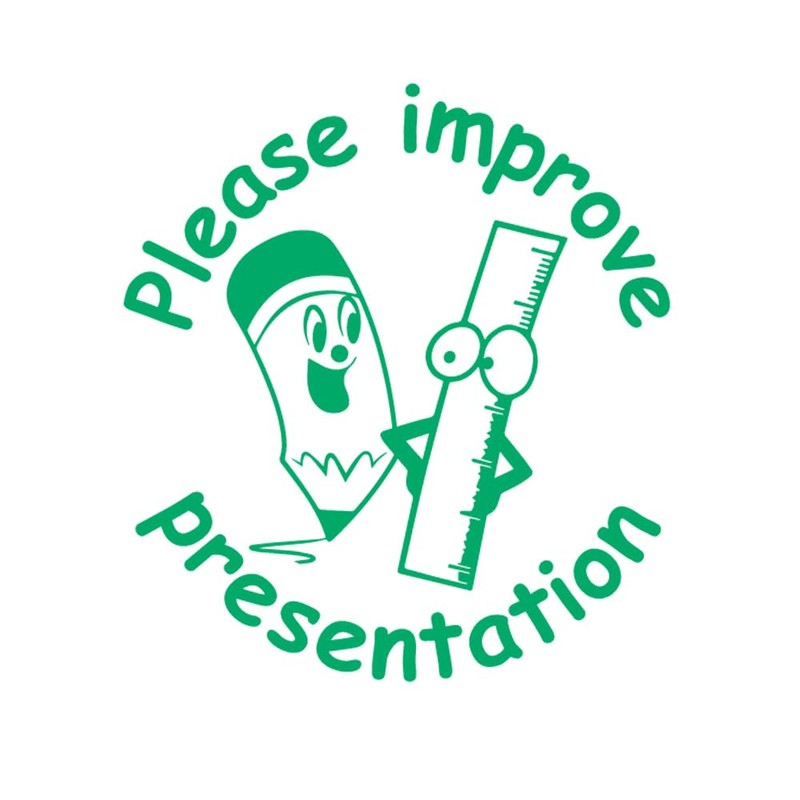 Please Improve impresentation Self-Inking Teacher Stamp - Green Ink. 22mm,