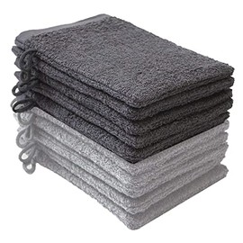 NatureMark NM-HT0829 Frottier Waschhandschuhe, 10-er Pack, 15 x 21 cm, 100% Baumwolle (5Anthrazit/5Silber)