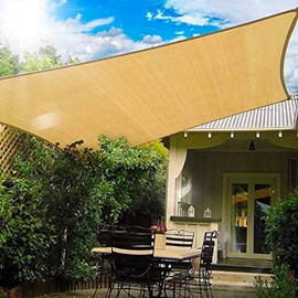 Rectangle Sun Shade Sail Canopy, 6' x 14' Patio Shade Cloth Outdoor Cover - Sunshade Fabric Awning Shelter for Pergola Backyard Garden Carport (Sand)