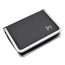 Pewter Scotland Scottish Highland Cow Design Black Leatherette Manicure Set