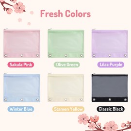 Forvencer Pencil Pouch for 3 Ring Binder, Large Capacity Binder Pencil Pouch with Smooth Zipper & 3 Reinforced Grommets, Pencil Case for Binder Clear Window to Organize School Office Supplies, Blue