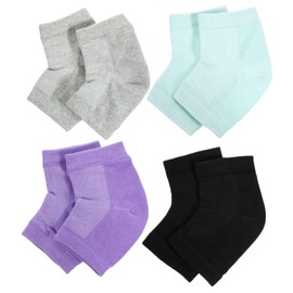 BIUDECO 4 Pairs Gel Heel Protective Socks Moisturizing Toeless Design Comfortable Blend for Relief Foot Care Washable Reusable for High Heel Users