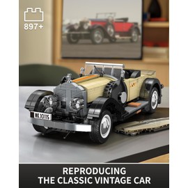 Mould King 10115 Classic Vintage Car Building Kit, Retro Car Building Blocks Sets, 1:16 Scale Convertible Sports Cars Display Model, Collectible Set for Adults to Build, Toys for Youth(897 Pieces)