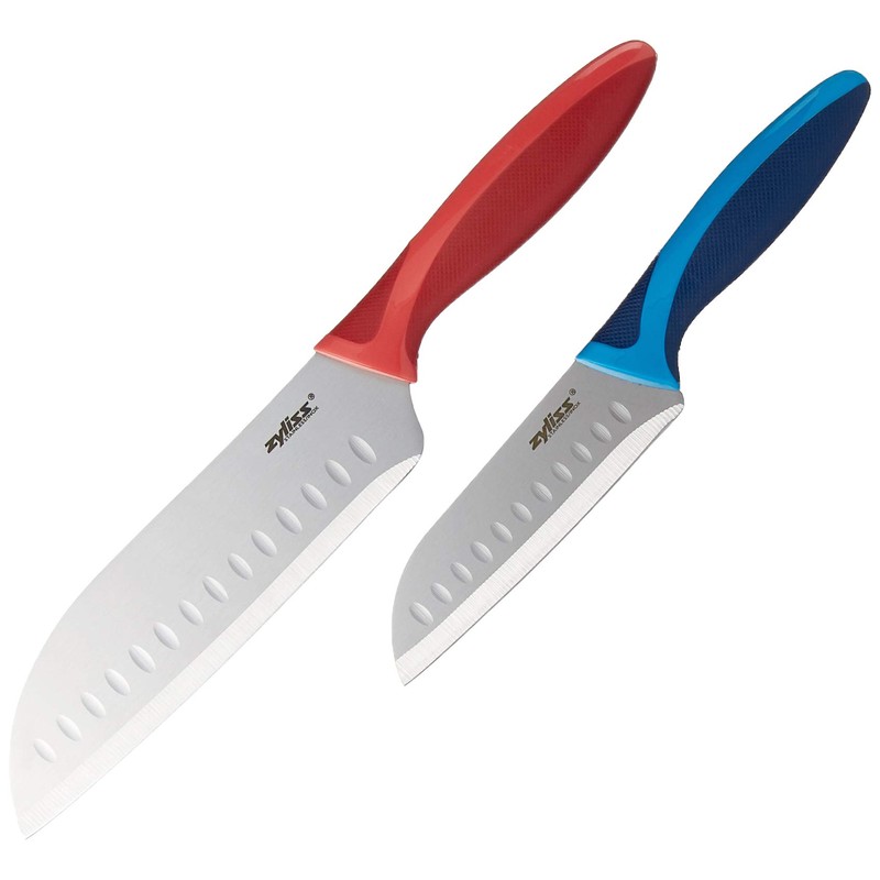 ZYLISS 2 Piece Santoku Knife Set with Sheath Covers, Stainless