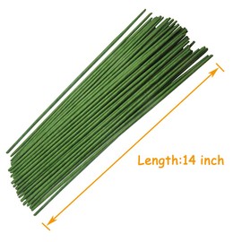 100PCS 18Ga Floral Stem Wires,Green Crafting Floral Stem Wire for DIY Crafts and Flower Arrangement 14 Inches