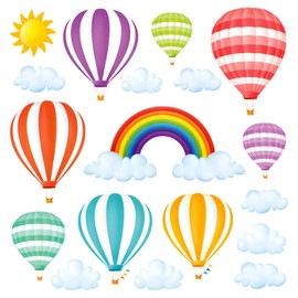 DECOWALL DS-1801 Rainbow and Hot Air Balloons Kids Wall Stickers Wall Decals Peel and Stick Removable Wall Stickers for Kids Nursery Bedroom Living Room