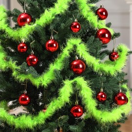 Riceshoot 3 Pcs 20 ft Christmas Garland Lime Green for Xmas Tree Decorations Christmas Tree Hanging Garland Faux Feather Decorations for Birthday Holiday Indoor and Outdoor Party Supplies (Lime Green)