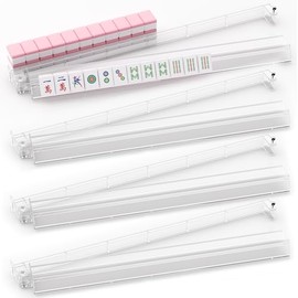 Mahjong Racks with Pushers Set of 4, All in One Acrylic Mahjong Pushers and Racks, Portable American Mahjong Accessories