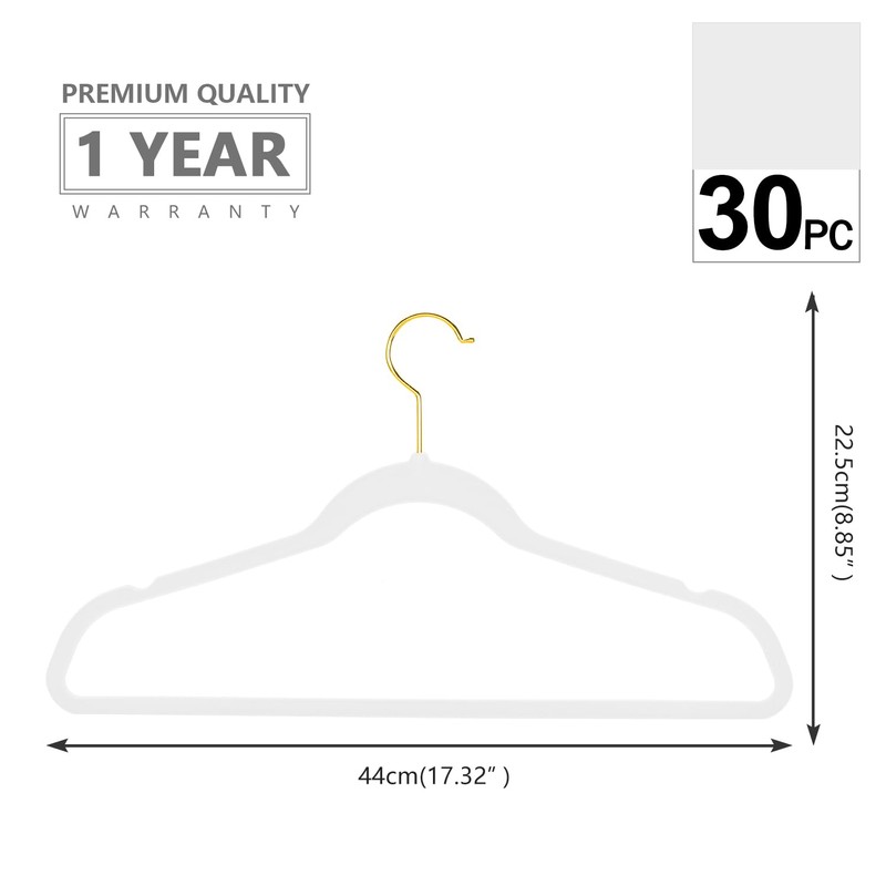MIZGI Premium Velvet Hangers Pack 30 Pcs Heavyduty - Non