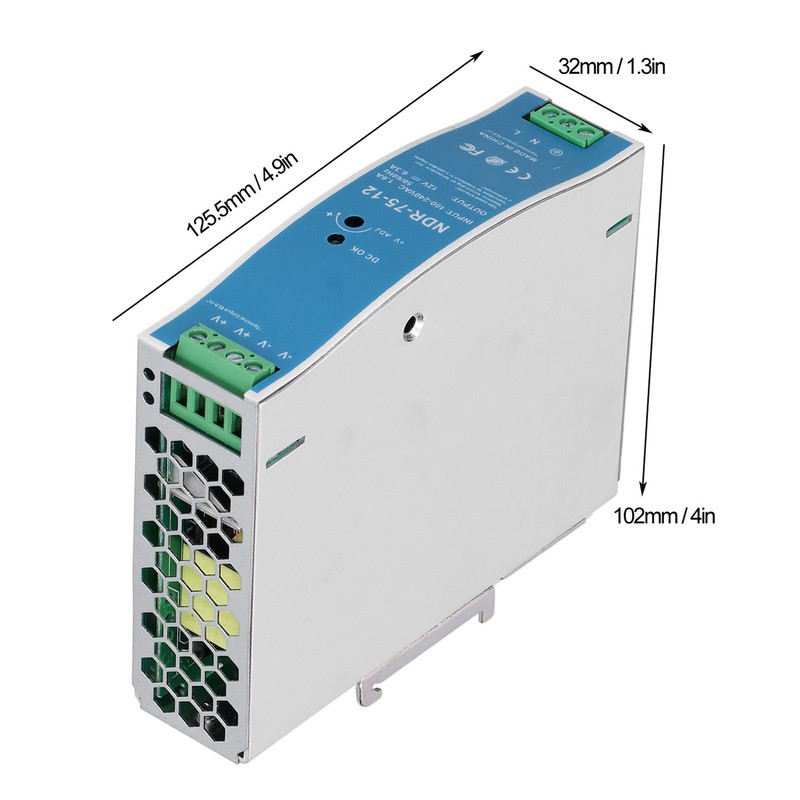 NDR‑75‑12 Industrial Rail Power Supply 6.3A 75.6W Overload Protection Rail