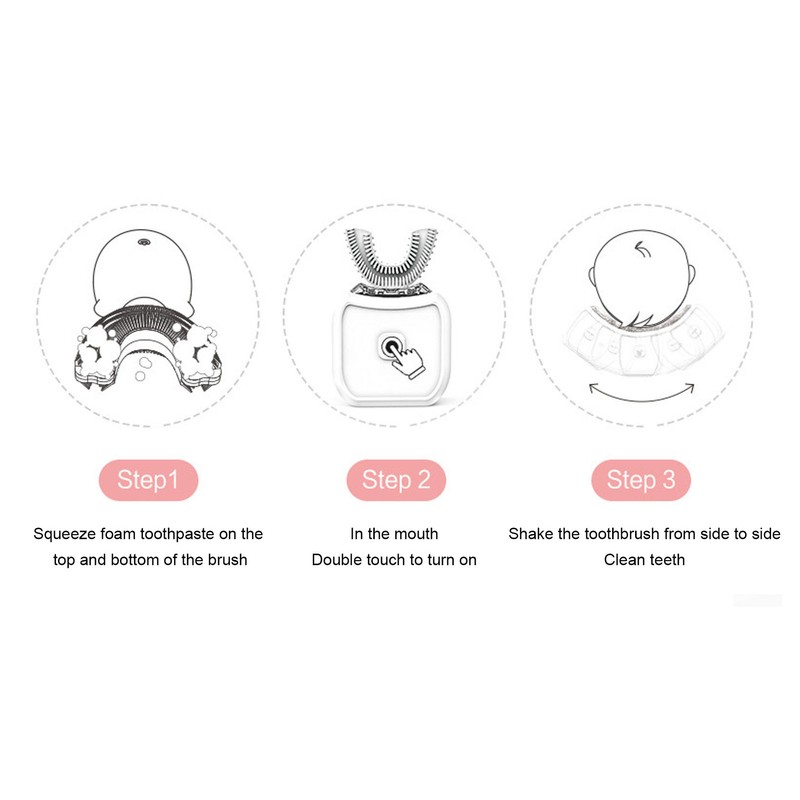 Mouth Electric Toothbrush U Shaped Toothbrush USB Charging Cartoon Silicone