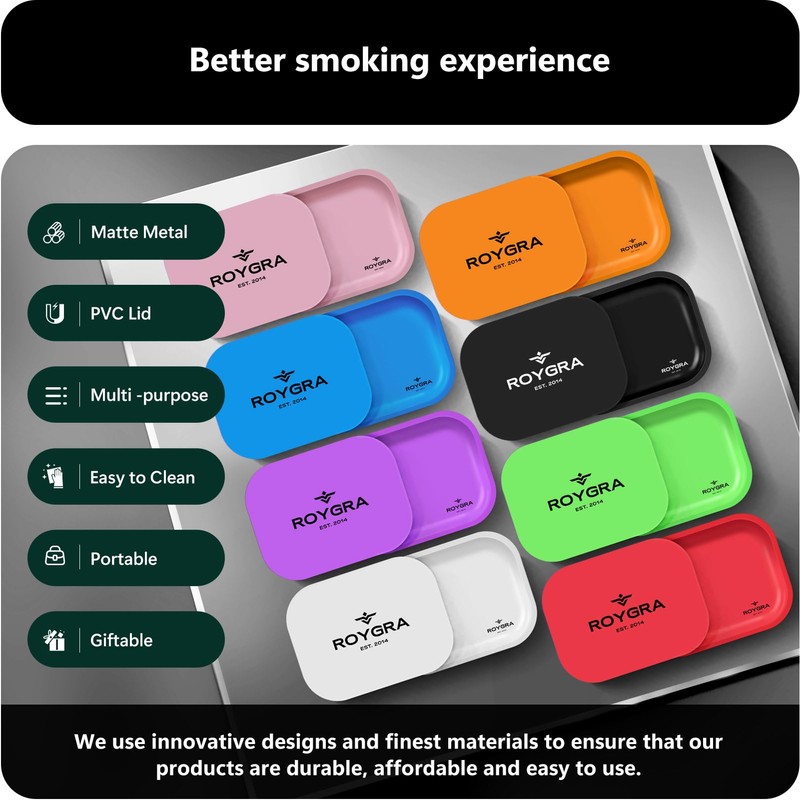 roygra Rolling Tray, Metal Matte Decorative Tray with PVC Soft