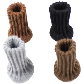 POFET Pack of 24 Chair Leg Socks Furniture Leg Socks Knitted Furniture Caps Set Non-Slip Chair Leg Floor Protection Chair Foot Covers Black