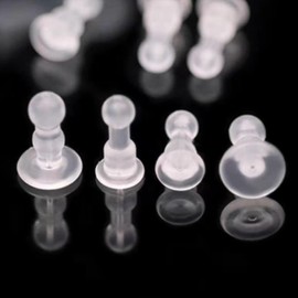 Impenetrable Soft Big-Long Earring Backs for Pierced Ears, 50pcs, TPE Medical Grade Material, Comfort Fit for All Earrings (Pillar Ball)