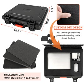 WELIDAY Waterproof Laptop Hard Case for 15.6-17.3 inch Gaming Laptops & Accessories - Heavy Duty Laptop Storage Case with Pull & Pluck Foam Layer (Black)