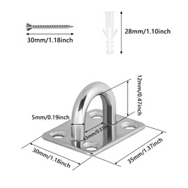 Befun 2PCS Square Pad Eye Plate, M5 Oblong Eye Pad Plate Stainless Steel Suspension Ceiling Hook Marine Hardware Staple Hook Ring Loop with Screws for Swing Suspension