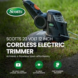 Scotts LST02012S 20-Volt 12-Inch Cordless String Trimmer, 2.0Ah Battery and Fast Charger Included