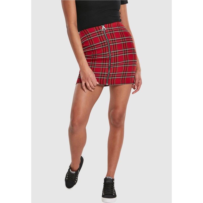 Urban Classics Women's Short Checker Skirt Dress, Multicoloured (Red/Blk 00200)