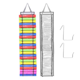 PATIKIL 24 Compartments Vinyl Roll Holder, Vinyl Storage Organizer Wall Mount/Over Door Roll Storage with 2 Hooks and Hanging Strap for Home Room, Gray