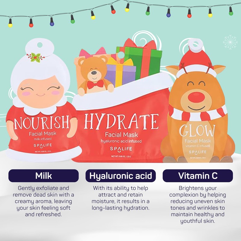 SpaLife Beauty Santa’s Squad Christmas Face Mask Bundle | Korean