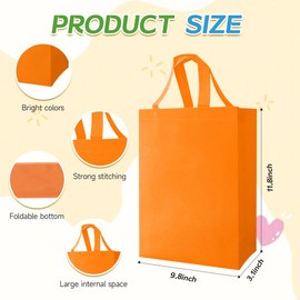 20 PCS Non Woven Tote Bags Bulk Reusable Gift Bags with Handles Medium Size 9.5 * 11.8 * 3.2 inch, 10 colors rainbow goodie bags suitable for Baby Shower, Birthday, Party