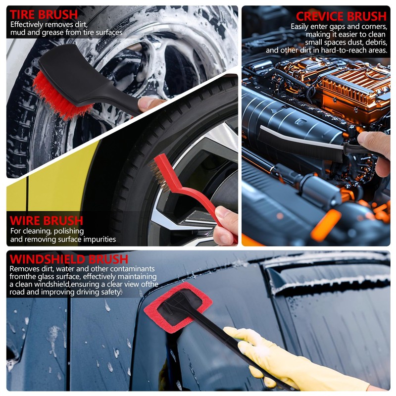MIANYINGR 32Pcs Car Detailing Kit, Auto Detailing Brush Set and