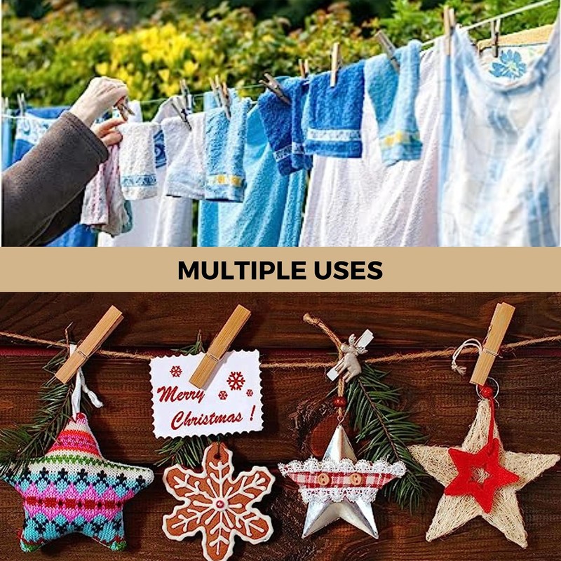 HOMESHOPA Wooden Clothes Pegs, 30 Pack Washing Line Cloth Clips,