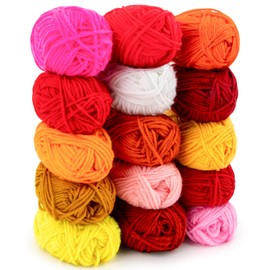 Acrylic Yarn for Crocheting - Soft Knitting Yarn for Crafts Skeins for Crocheting DIY Bulk for Handicraft Knitting Scarves Ideal Gift for Beginners and Adults 15 Pack x 20 g