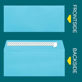 #9 Blue Envelopes Self Seal, 500/pack, Colored Envelopes Letter Size 3 7/8 x 8 7/8 inch, Business Envelopes for Cards, Invitations, Holiday, Postcards, Gifts, 32lb Paper, Colorful Envelopes #9