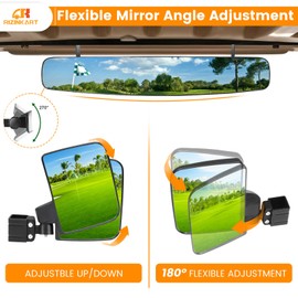 Rizinkart Golf Cart Mirrors Kit, 180 Degree Rotation Side Mirrors & Panoramic Convex Rear View Mirror Universal fit EZGO, Club Car, Yamaha,Shatterproof HD-Glass Mirrors Golf Cart Accessories
