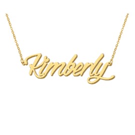 18k Gold Plated Kimberly Name Necklace Initial Pendant Charm Stainless Steel Jewelry for Womens Moms