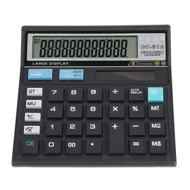ASHATA Calculator, 12-digit standard function desk calculator, office calculator, large screen, practical solar calculator, calculator for office/finance, black