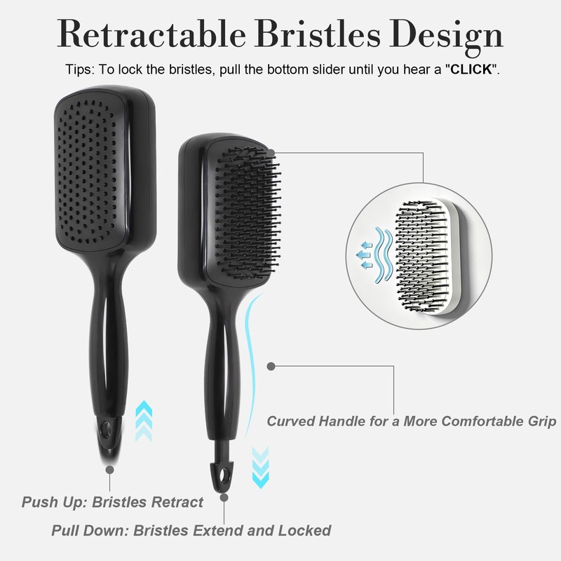 Self-Cleaning Hair Brush Retractable Bristles Hair Brushes for Women &Girls