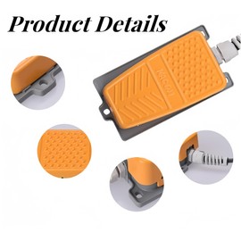 Mioke Foot Switch Industrial Metal Step Switch Foot Pedal - 250V 15A - with 2 m Cable