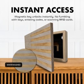 American Flag Hidden Gun Safe - Quick Access Hidden Gun Shelf - Concealment Shelf with Magnetic Lock - Wall Gun Safe for Secure Firearm Storage - Handcrafted In USA by Bellewood Designs (Whitewashed)