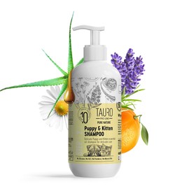 Tauro Pro Line Pure Nature Puppy & Kitten Shampoo - Gentle Sensitive Grooming Care with Essential Oils, Moisturizing & Hydrating Shampoo, Itchy Skin Relief, for Soft Coat & Skin, All Pet Breeds, 400ml