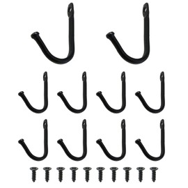 MEETOOT Early American Single Iron Hook, Decorative Colonial Style Wall Door Key Coat Bag Hooks, 1.4"x1" Black, 10 Pack