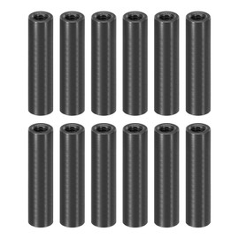 PATIKIL 12pcs M3 Metal Threaded Standoff Spacer Nuts, Round Aluminum Spacers Female Coupling Screws, 1/8" ID x 3/16" OD, Black, (22mm L)