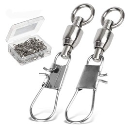 9Tong Fishing Swivel with Locking Snap Ball Bearing Swivel Fishing Snap Swivel Fishing Saltwater Freshwater Fishing Accessories Leader Curls Fishing Connector 25 Pieces 37 lbs