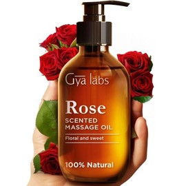 Gya Labs Rose Massage Oils for Massage Therapy - Rejuvenating Aromatherapy Body Massage Oil for Men and Women - Made with Jojoba, Argan, Sunflower, Sweet Almond and Rose Otto Oil (200ml)
