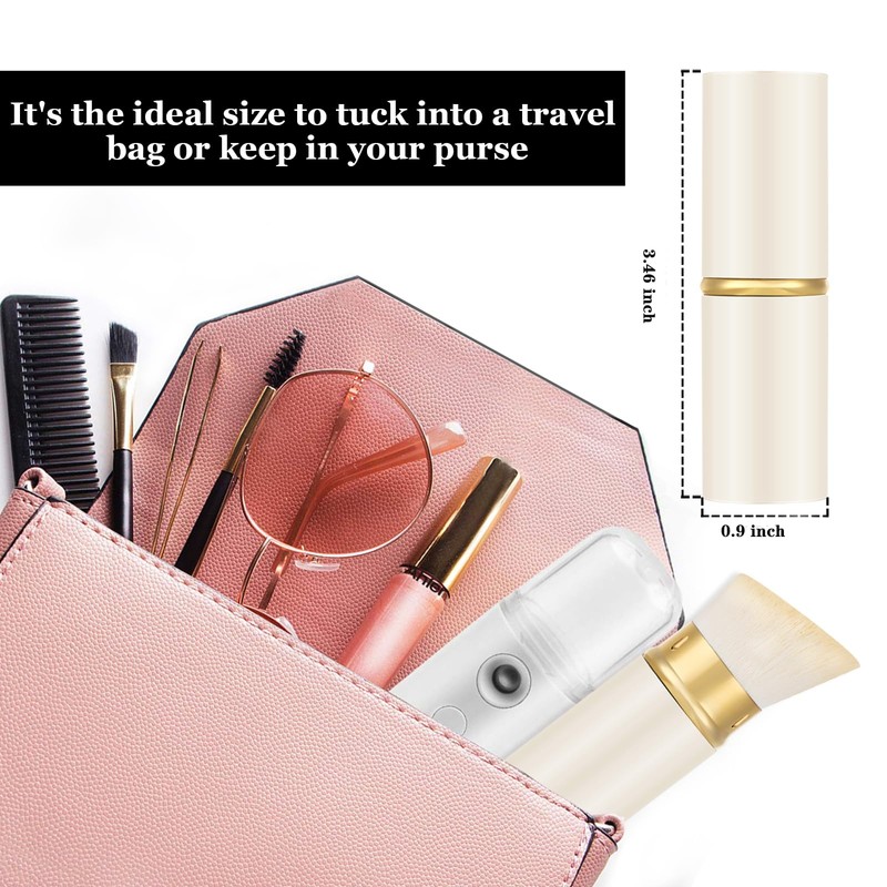 Falliny Retractable Foundation Makeup Brush, Travel Angled Kabuki Powder Brush,