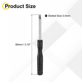 uxcell Mini Slotted Screwdriver 3.0mm 80mm Length Micro Precision Flat Head Screwdriver with Non-Slip Handle for Watch Eyeglasses Cellphone Electronics Small Appliances Repair